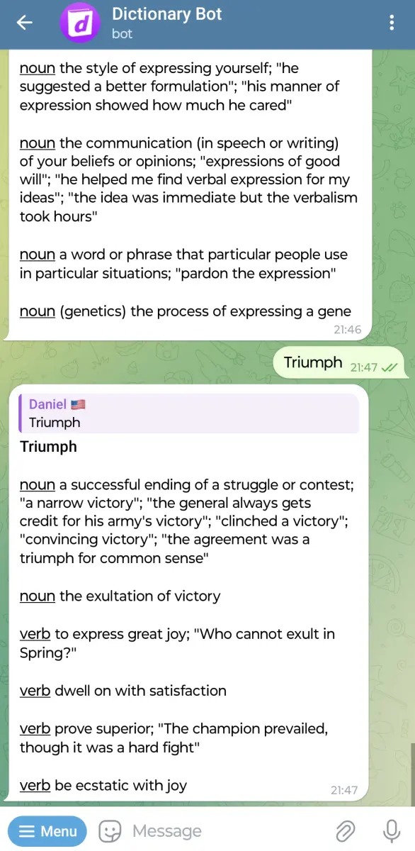 Dictionary Bot preview 2
