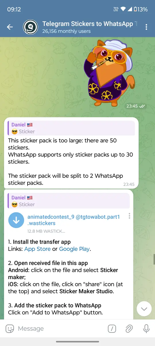 Telegram Stickers to WhatsApp Transfer preview 2