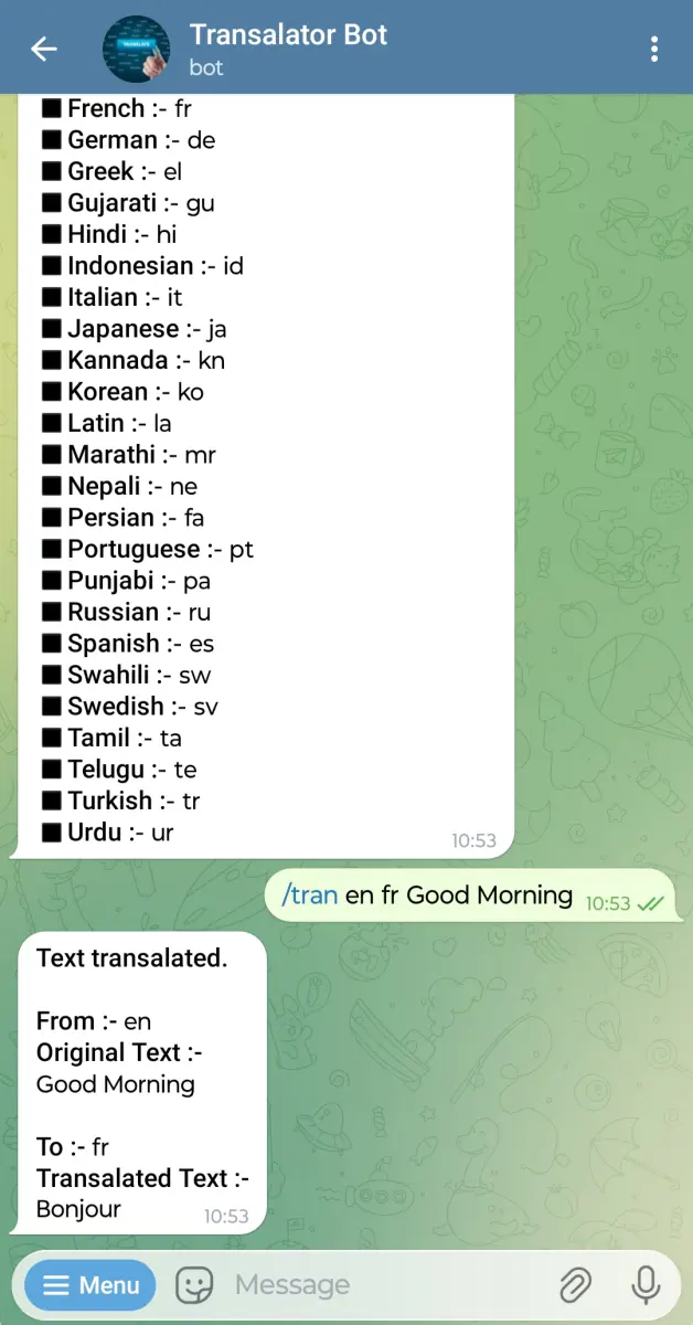 Transalator Bot preview 2